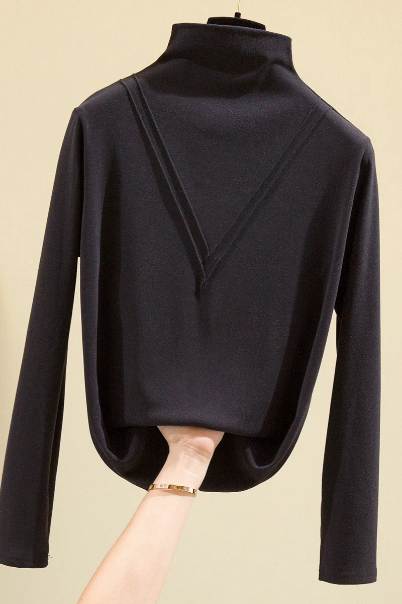 COIGARSAM 4XL размера плюс блузка женская с добавлением шерсти водолазка blusas Женские