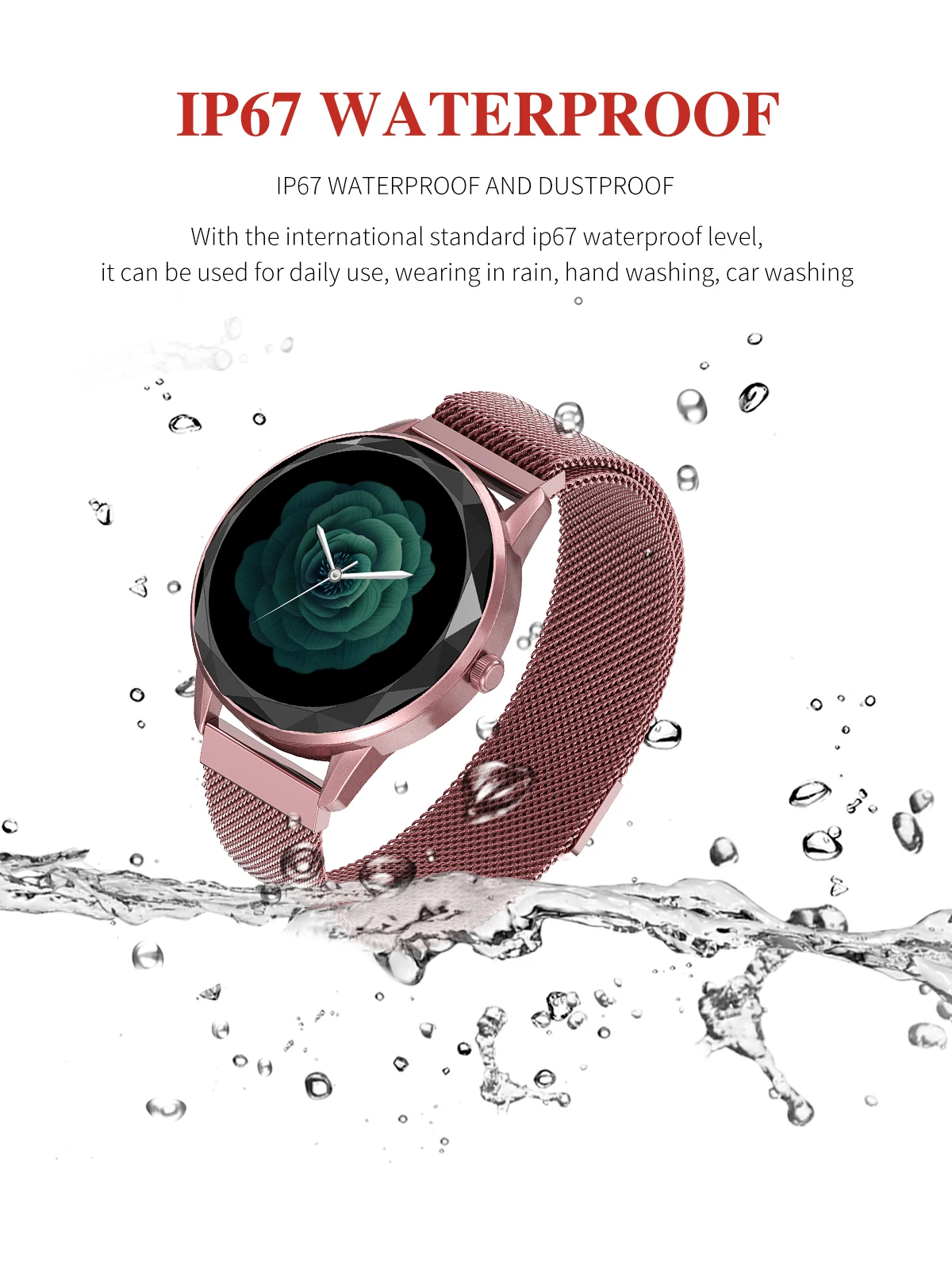 

Full screen touch smart watch ladies cute bracelet heart rate monitor sleep monitoring female physiology cycle for iOS Android