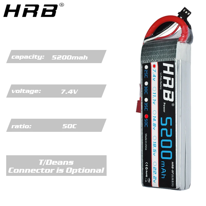 аккумулятор hrb 2s 74 в lipo 2200 мач 2600 мач 3000 м