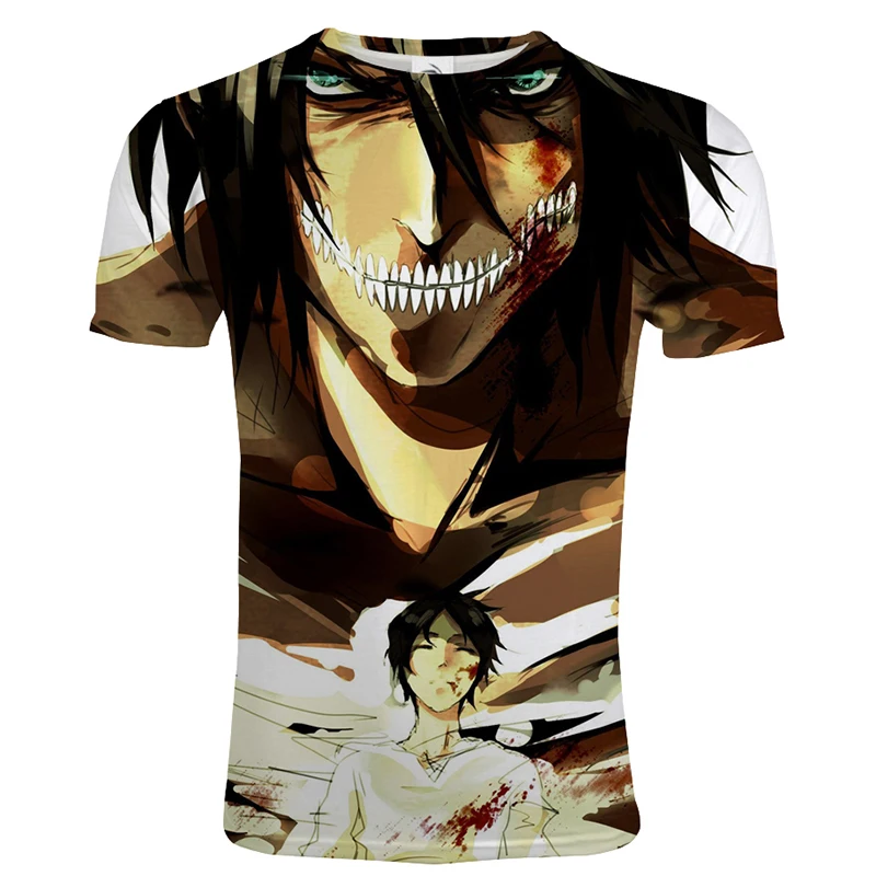 

2021 Attack of the Giant 3D printed T-shirt men and women anime street cosplay T-shirt sports casual hip-hop T-shirt