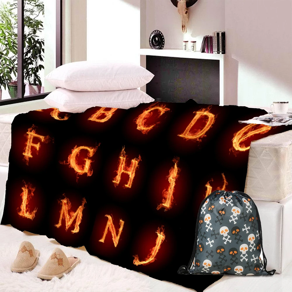 Флисовое одеяло с алфавитом в виде пламени русское для подростков детское