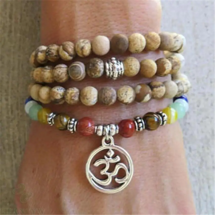 Браслет мала из камня с изображением 6 мм браслет бусинами 108 драгоценного на