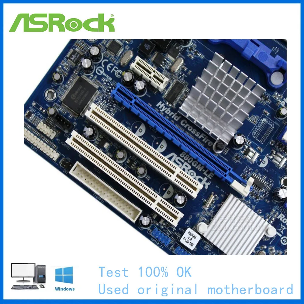 Материнская плата для ASRock 880GM-LE компьютера USB2.0 SATA II AM3 DDR3 AMD 880G 880 б/у настольной