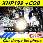 Налобный фонарь XHP199, светодиодный, аккумуляторный, 18650 Usb