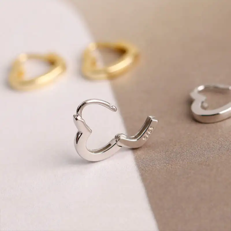 

PONYKISS 100% S925 Sterling Silver Heart-shaped minimlist Hoop Earrings for Women Party Delicate Elegant Accessory girls Gift