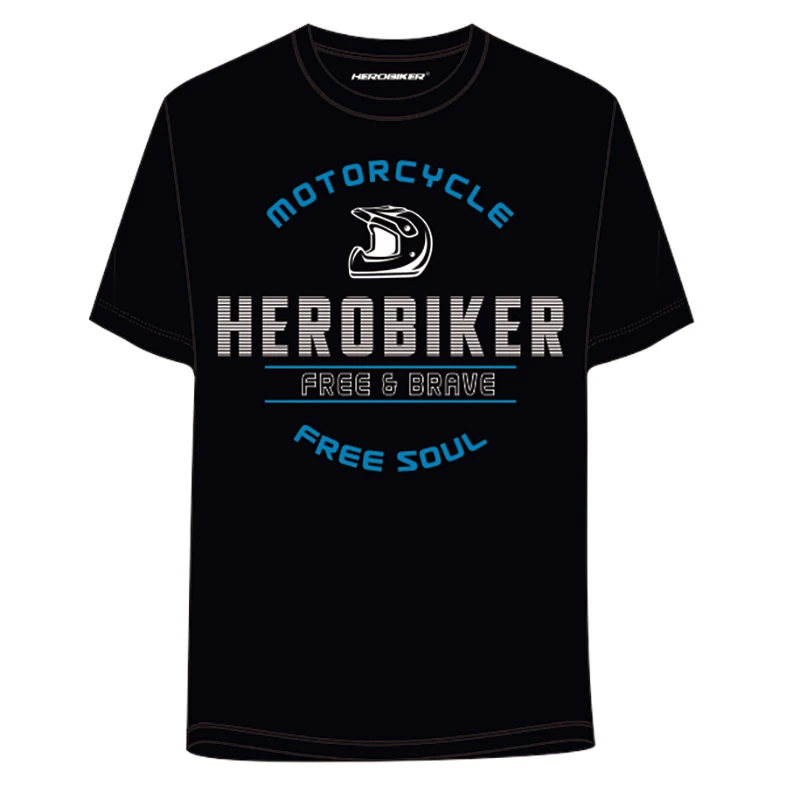 HTS-001BK HEROBIKER мотоциклетная футболка Летняя мужская мото короткая футболка мотоциклетная гоночная Спортивная футболка модная быстросохнущая футболка черный серый - Цвет: HTS-001BK