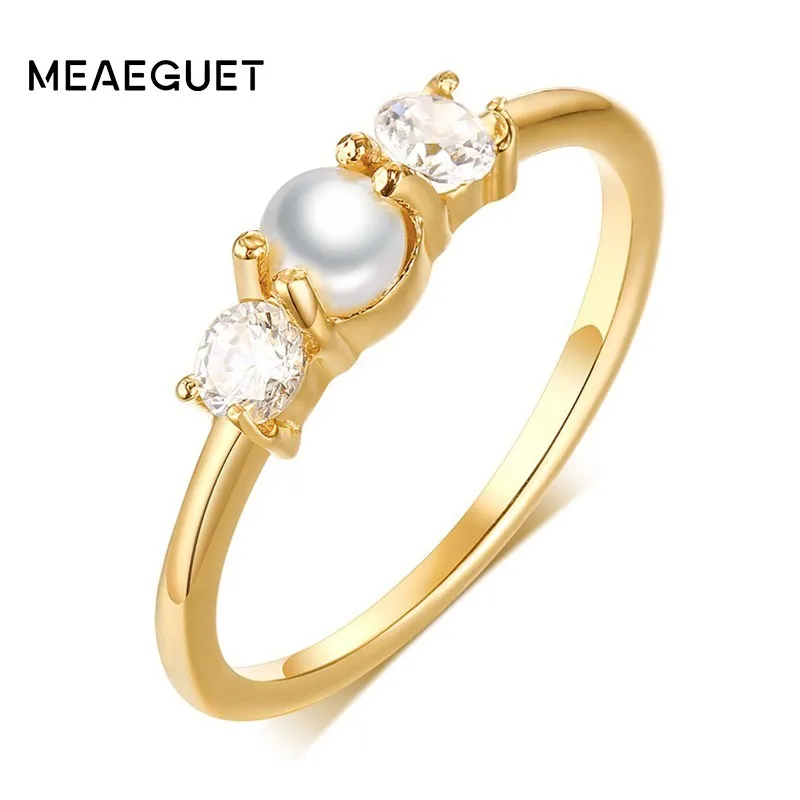 Женское кольцо с кубическим цирконием большой белый жемчужный Свадебный бренд