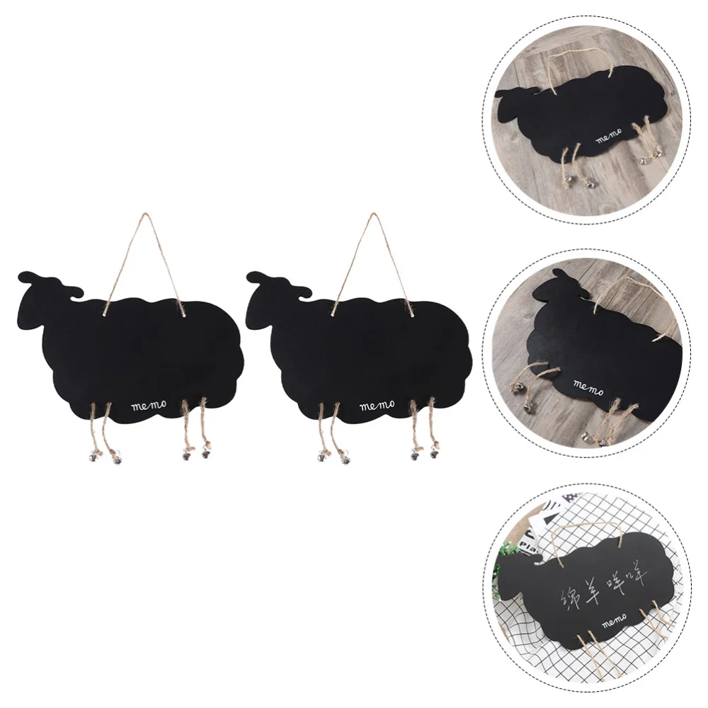 

2pcs Lovely Wooden Blackboard Hanging Blackboard Double Sided Sheep Board