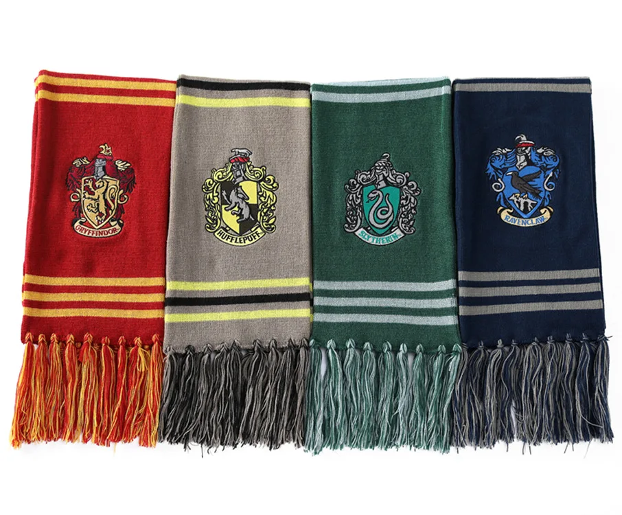 Harries Хогвартс вязаный вышитый кисточкой Полосатый шарф Поттер двойной