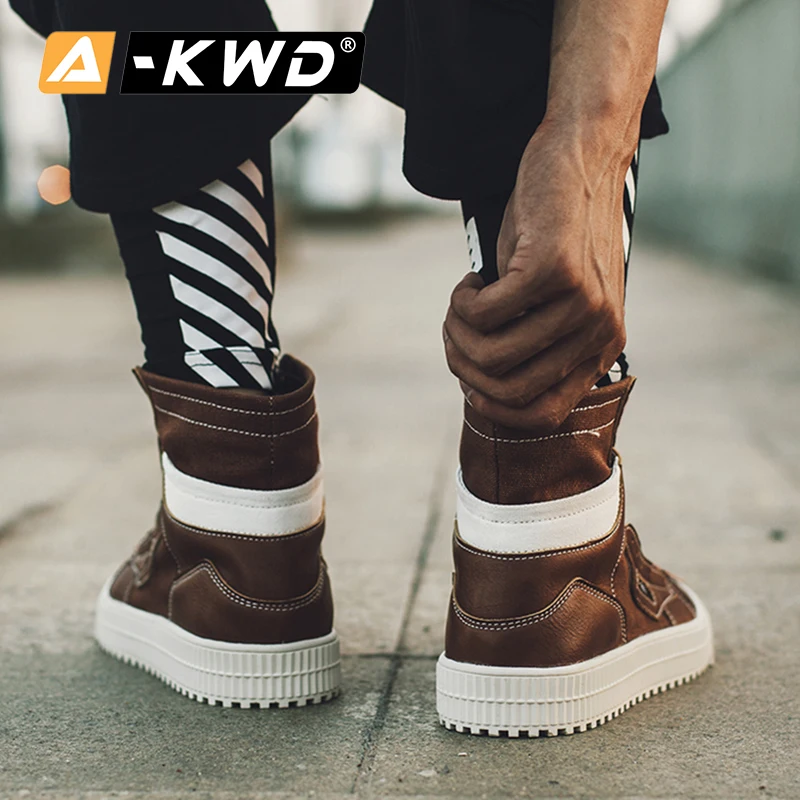 Кроссовки мужские кожаные черные белые коричневые дышащие в Корейском стиле