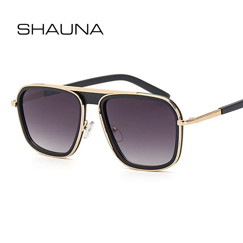 

SHAUNA Brand Designer Men Square Sunglasses Retro Gradient Shades UV400