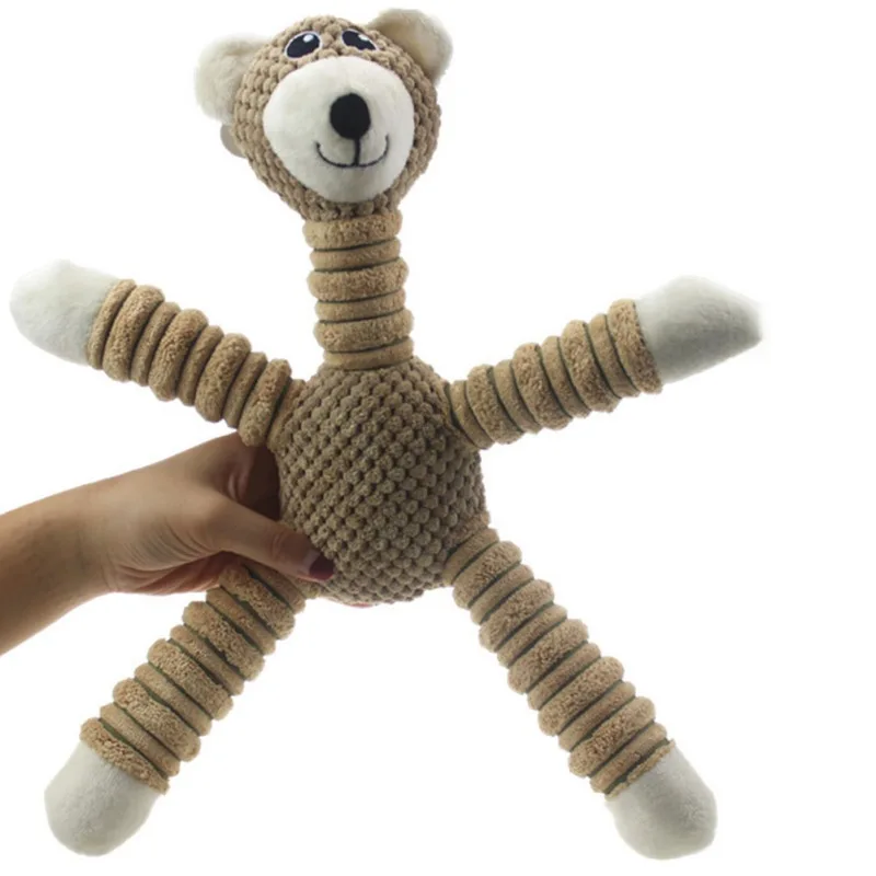 

Вельветовая игрушка для собак, плюшевая мягкая пищалка, жевательная игрушка, забавная свинка, слон, медведь, звуковая Интерактивная трениро...