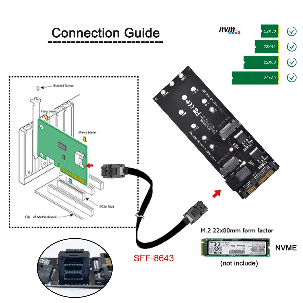 ChenYang CY 22Pin SATA Adapter SFF-8643 to M.2 U2 Kit NGFF M-Key Slimline SAS NVME PCIe SSD for Mainboard | Компьютеры и офис