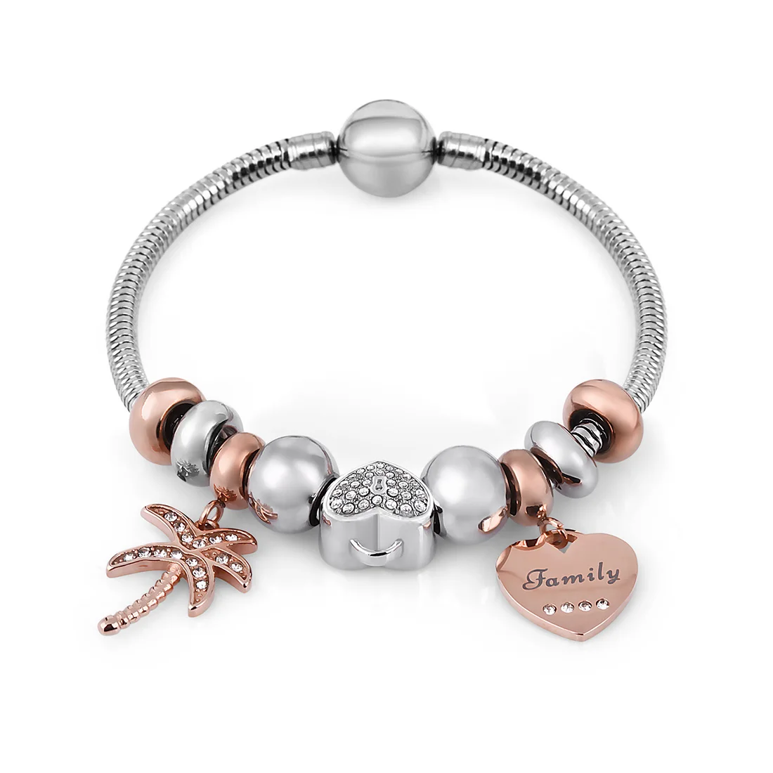 

Wesse JWPAL1035 Heart Womens Bracelet Bangles Fashion Jewelry Steel Rose Gold Birthday Gift for Womens