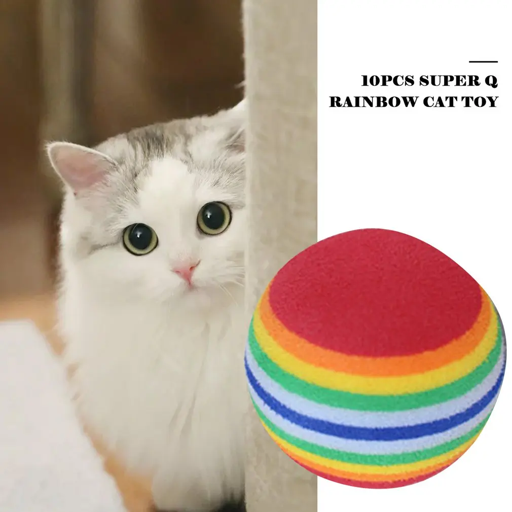10Pcs/1Pcs Super Q Rainbow Ball Cat Toy Eva Foam Colorful Pet |