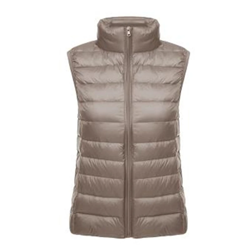 Женская Осенняя однотонная парка с капюшоном без рукавов 93% пух женская теплая