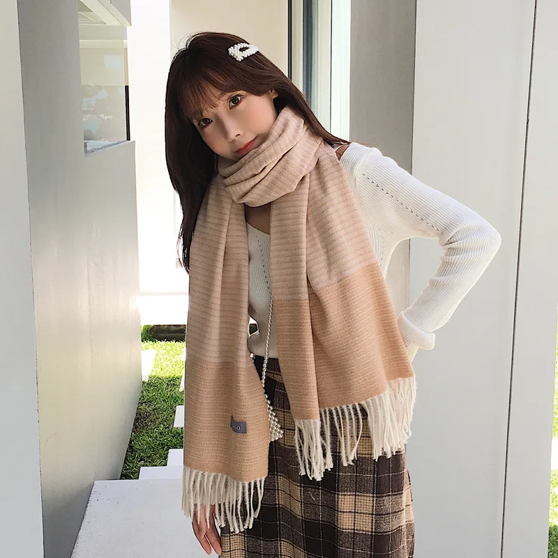 

Japanese Blanket Scarf Solid Color Scarfs Shawl Winter Cashmere Scarves 180CM Steampunk Accessories