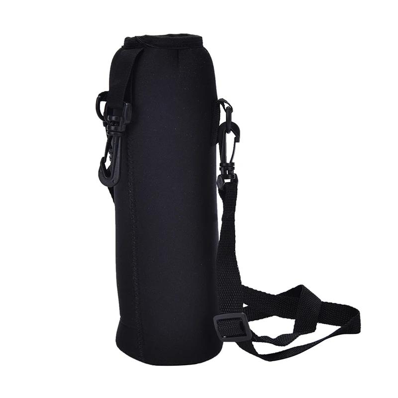 

1000ML 750ML Water Bottle Cover Bag Pouch w/Strap Neoprene Water Bottle Carrier Insulated Bag Pouch Holder Shoulder Strap Black