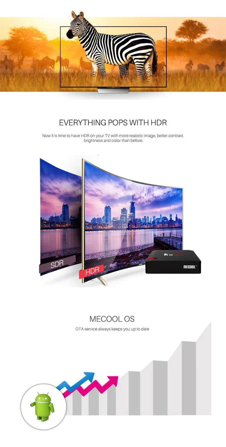 Mecool Kiii pro Android tv Box Восьмиядерный Amlogic S912 3 Гб 16 Гб Отт и DVB T2 S2 Гибридный телеприставка с двойным WiFi Gigabit Ethernet 1 год irtv Европейский, французский португальский Italia