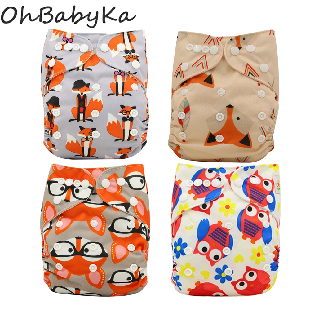 4 шт./компл. водонепроницаемые Многоразовые Детские Подгузники Ohbabyka с