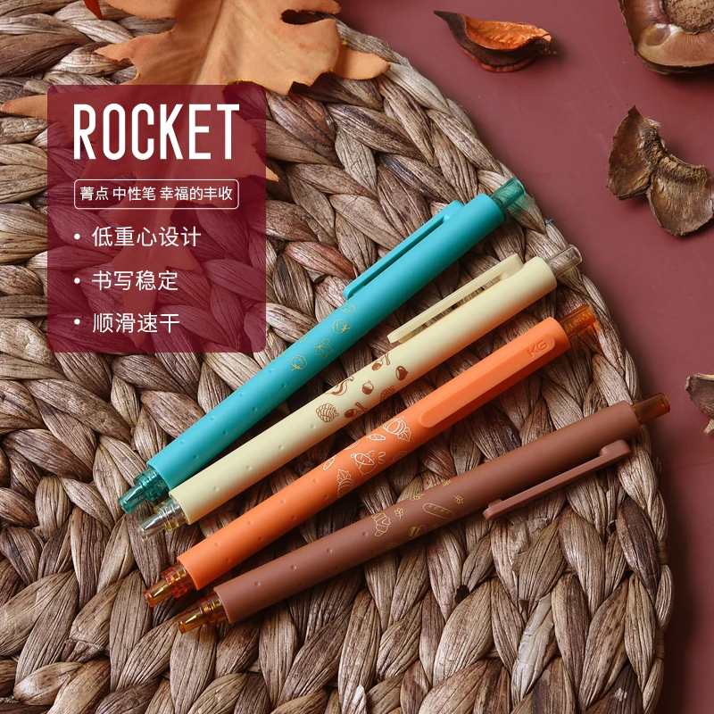 

4pcs KACO Gel Pen Black Refill 0.5 Press Type Student Exam Ins Wind Signature Pen Stationery Learning Office Supplies