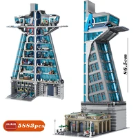new 5883 pcs hero tower iron tower man base model attached led lights building block bricks toys birthday christmas gifts no box