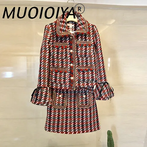 

Женские дизайнерские костюмы из двух предметов, модельный элегантный офисный твидовый пиджак и мини-юбка, костюм с юбкой, зима