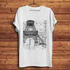 Футболка мужская с изображением Эйфелевой башни, смешная Повседневная рубашка унисекс с изображением Эйфелевой башни, инженерная уличная одежда, белый цвет