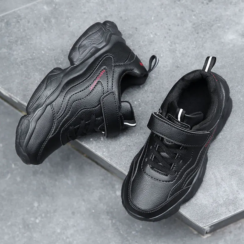 

High Quality Children Leather Casual Shoes Soft Bottom Anti-Slip Kids Platform Boy Sneakers Wearable Running Sneakers Girls