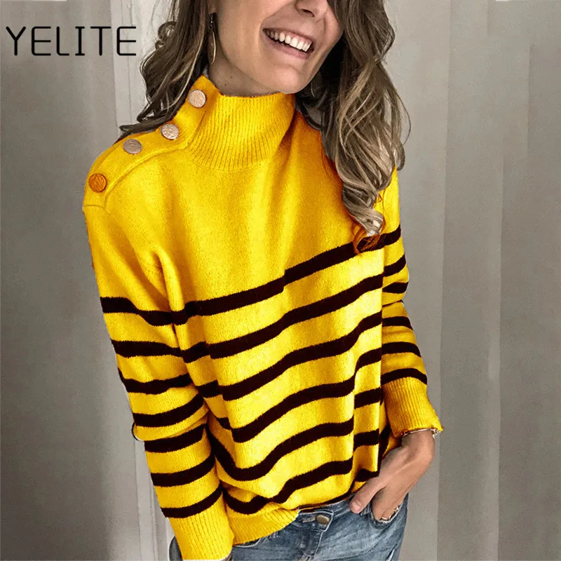 Женский вязаный свитер с круглым вырезом YELITE Повседневный пуловер большого