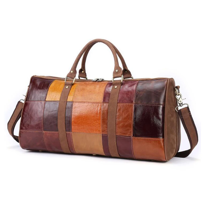 Красочная кожаная дорожная сумка для мужчин и женщин большой вместительный