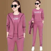 fashion tracksuit 3 piece sets women spring autumn casual loose sleeveless hooded vest jacket tops sweatpants jogging sweat suit
