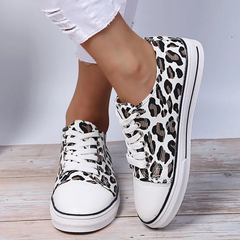 

Spring/Autumn 2021 NEW Women Shoes Fashion Leopard Sneakers Women Low (1cm-3cm) Lace-up Zapatos De Mujer Causal Shoes for Women