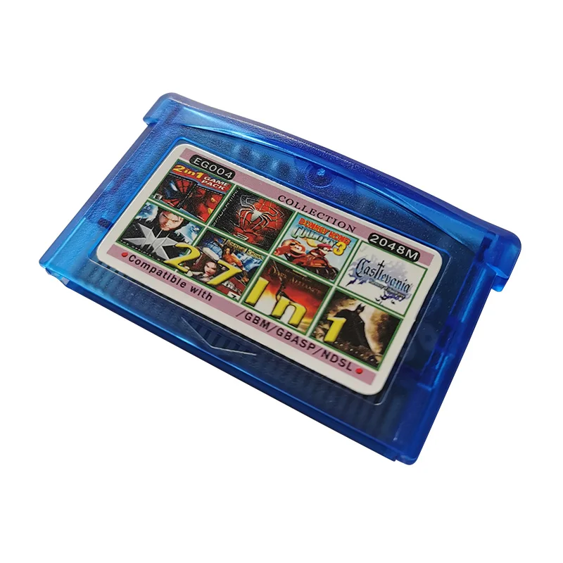 

27 in 1 Video Game Compilation Cartridge Console Card 32 bit Transparent blue