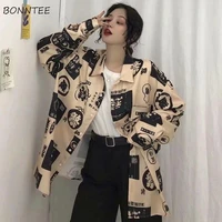 blouses women oversized 2xl chic chinese harajuku funny printed summer sun proof ladies blouse long sleeve design womens new top