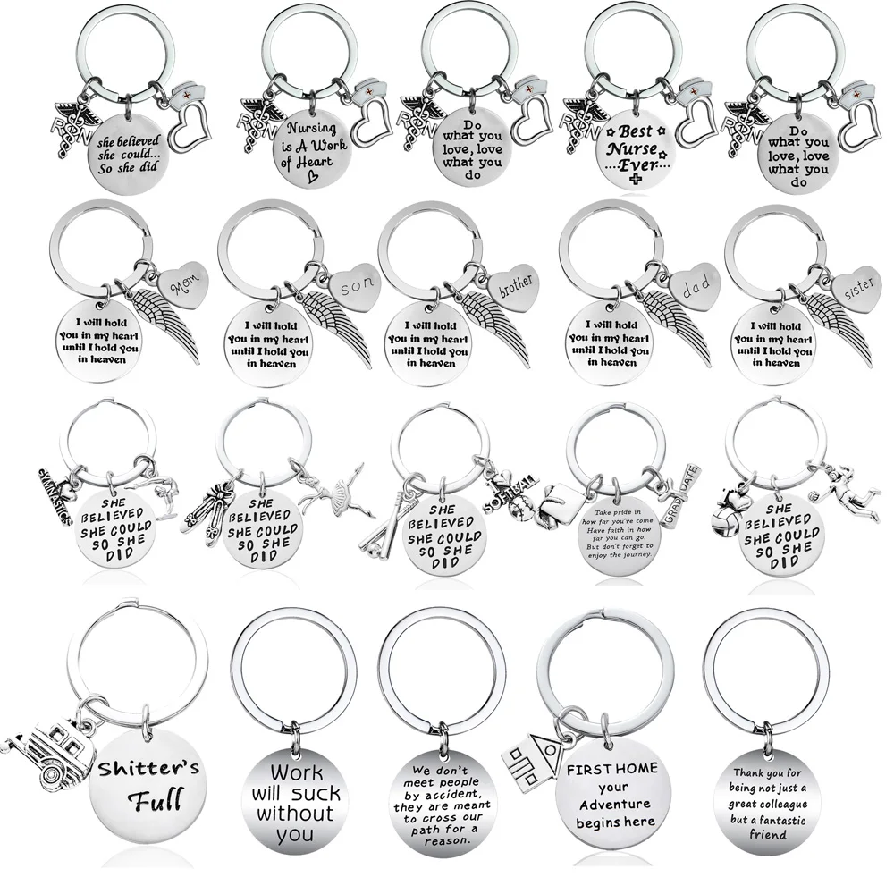 Вдохновляющие брелоки с выгравированными надписями круглые подвесные для всей