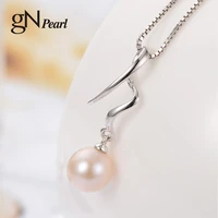 gn pearl genuien 925 sterling silver natural freshwater pearl pendants necklaces 7 8mm round chain gnpearl jewelry for women