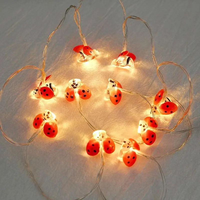 Светодиодный гирлянды в форме божьей коровки 10 светодиодный водонепроницаемый
