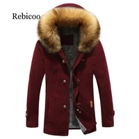 men fashion parkas winter thick warm mens jacket and coats casual plus size 3xl hooded long coat outwears plush fur collar coat