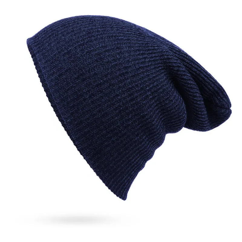 Dark blue Skullies Beanies, зимние шапки для мужчин, шарф, вязаная шапка для женщин и мужчин, теплая мягкая Балаклава для шеи, шапка бини, зимняя шапка - Цвет: Dark blue