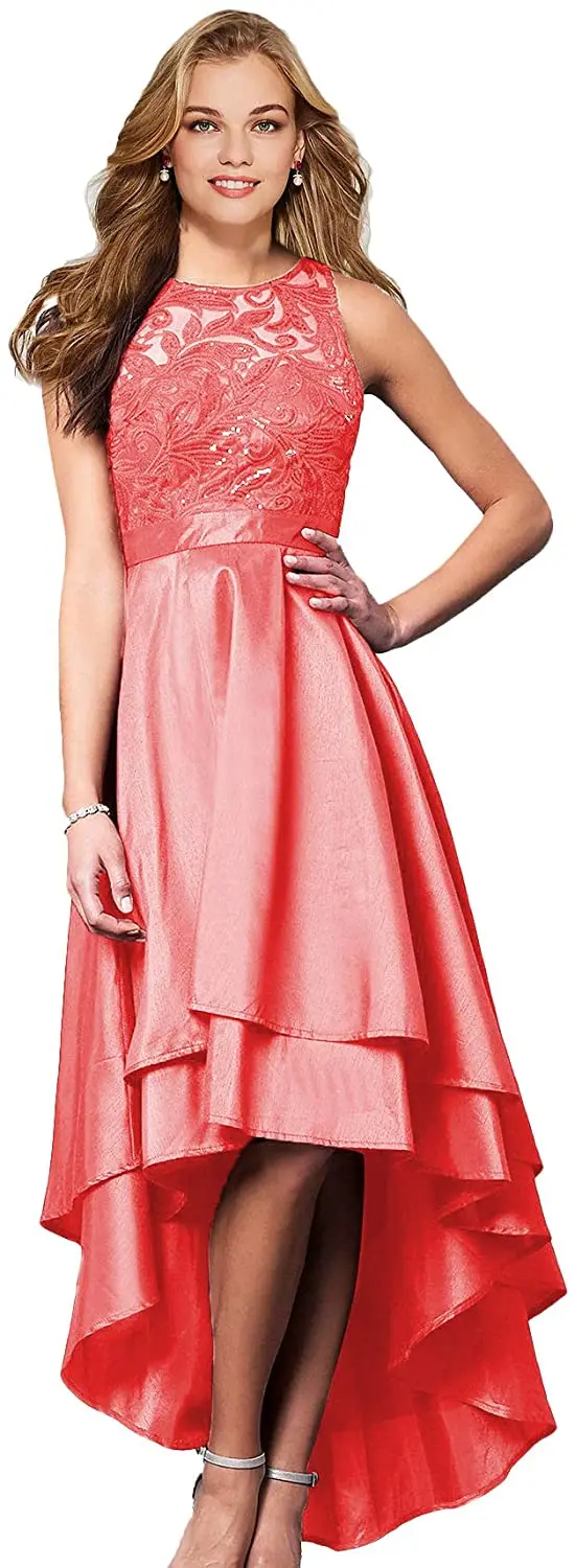 

Womens Halter High Low Prom Dresses Long Formal Evening Ball Gowns Prom Dresses with Sparkles Satin Dress Party Formal
