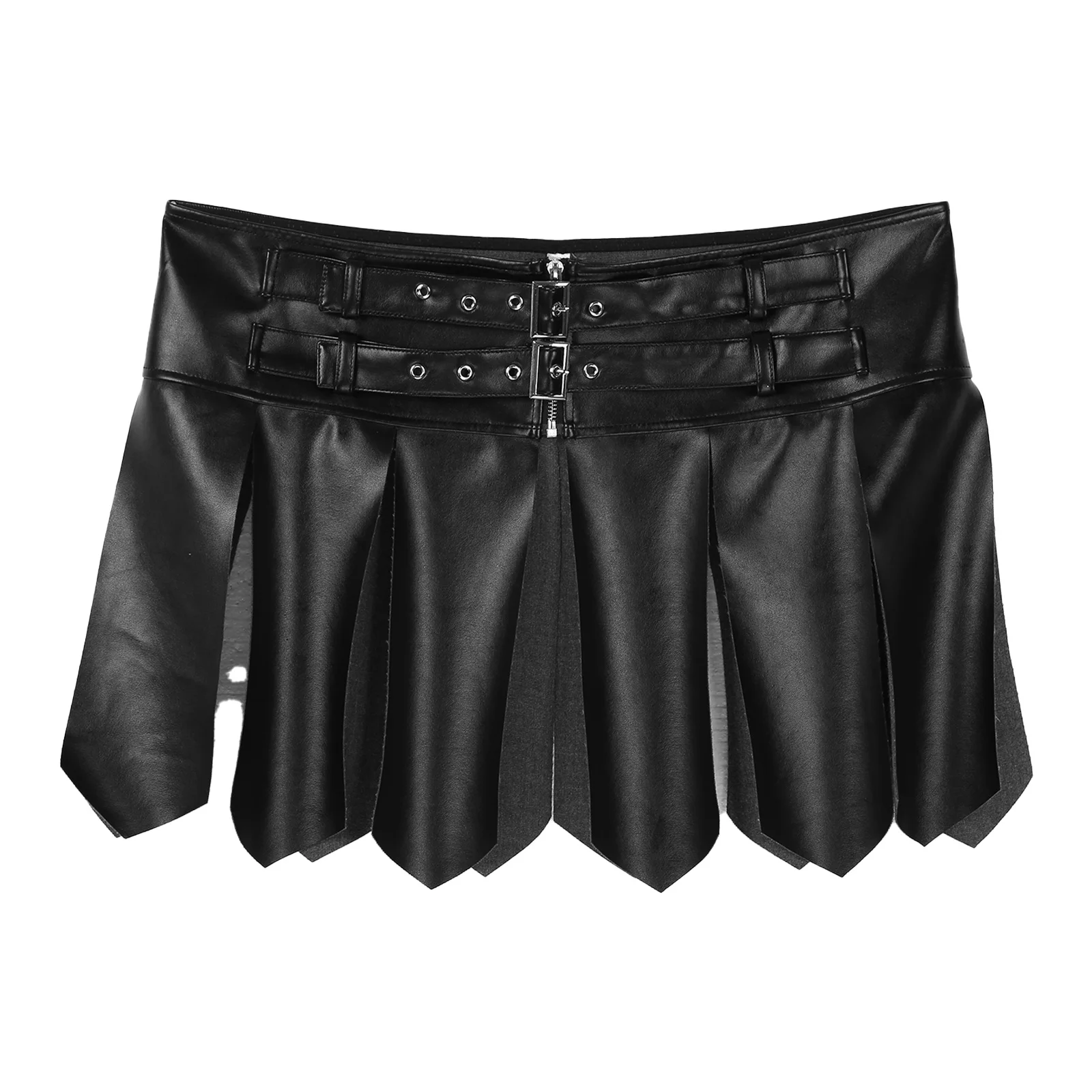 Men Skirt Faux Leather Tassel Halloween Fancy Dress Gay Male Sissy Miniskirt Party Clubwear