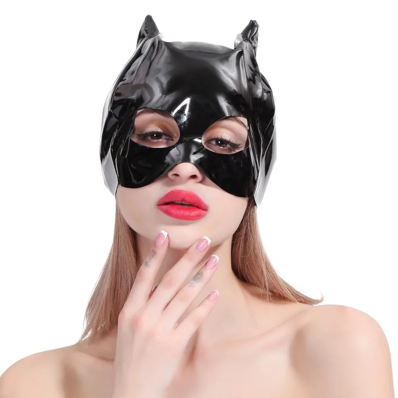 Anime Cosplay Sexy Latex Catwomen Mask Leather Fetish Cat Hood Half Face Halloween Costumes for Disguise Women | Красота и здоровье