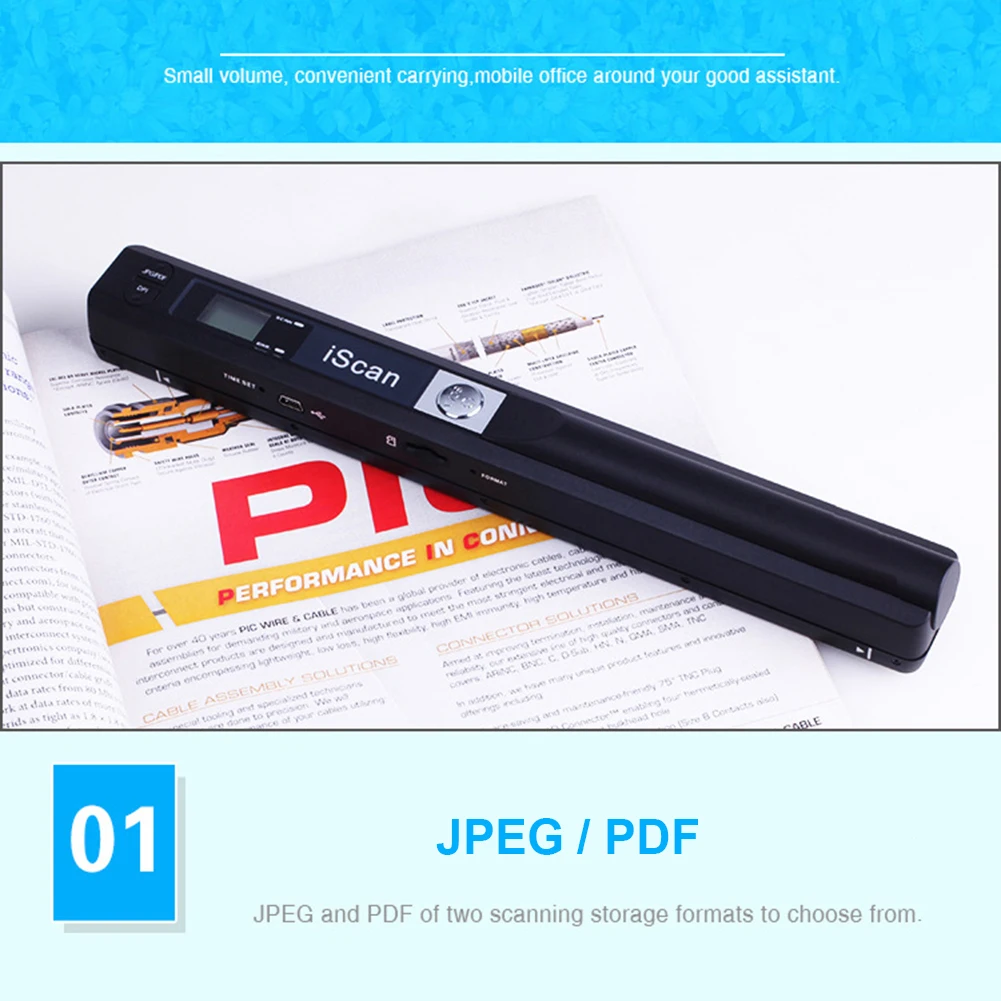 Portable New Support JPG/PDF format Creative Handheld Mobile Document image A4 hand Scanner 900DPI USB2.0 scaner Hot | Компьютеры и