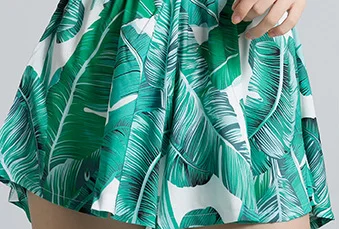 

Green print sexy suspender dress