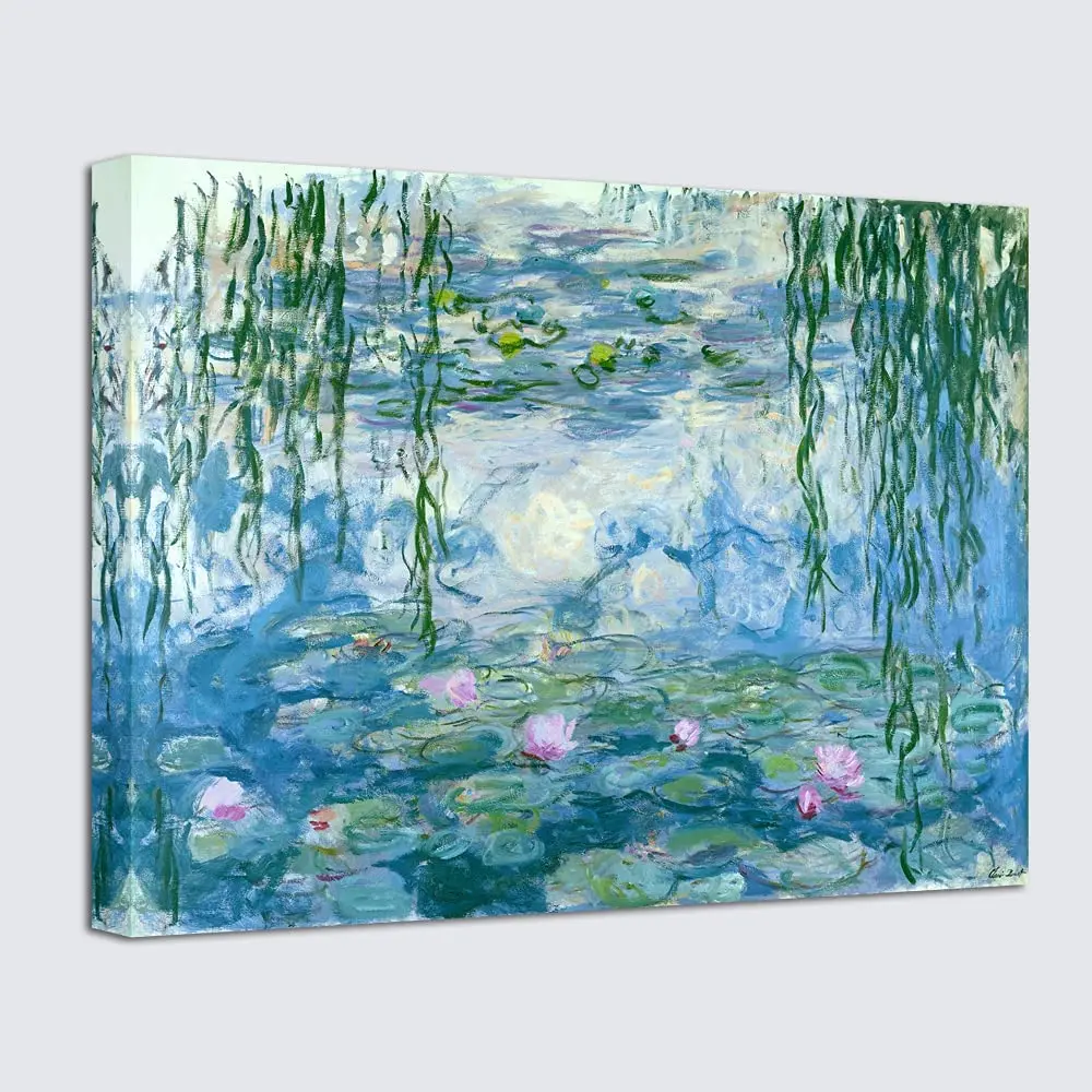 

Hand Painted Water Lilies Floral Canvas Wall Art Famous Oil Paintings Flowers for Bedroom Bathroom Home Decor Landscape No Frame