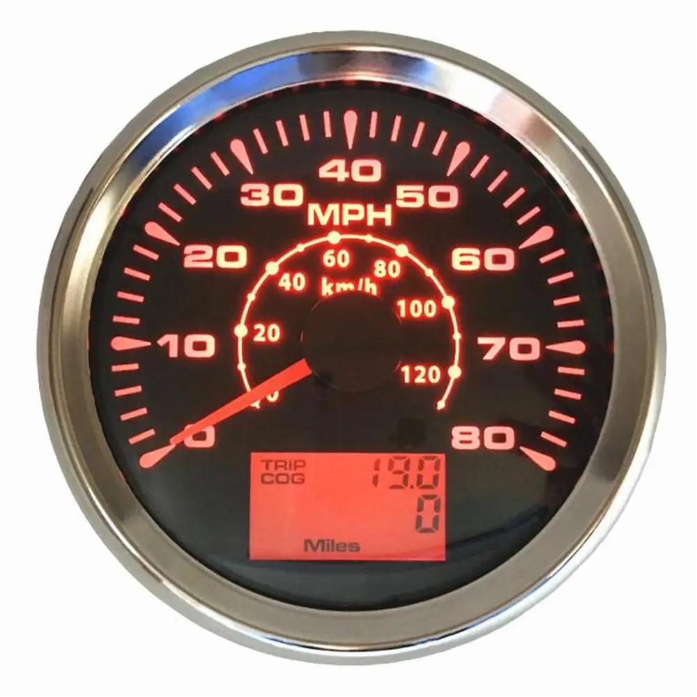 

1pc Free Shipping 85mm 0-80MPH GPS Speedometer Gauges 0-120km/h LCD Speed Odometers Trip Meters Cog for Auto Motorcycle Bus Boat