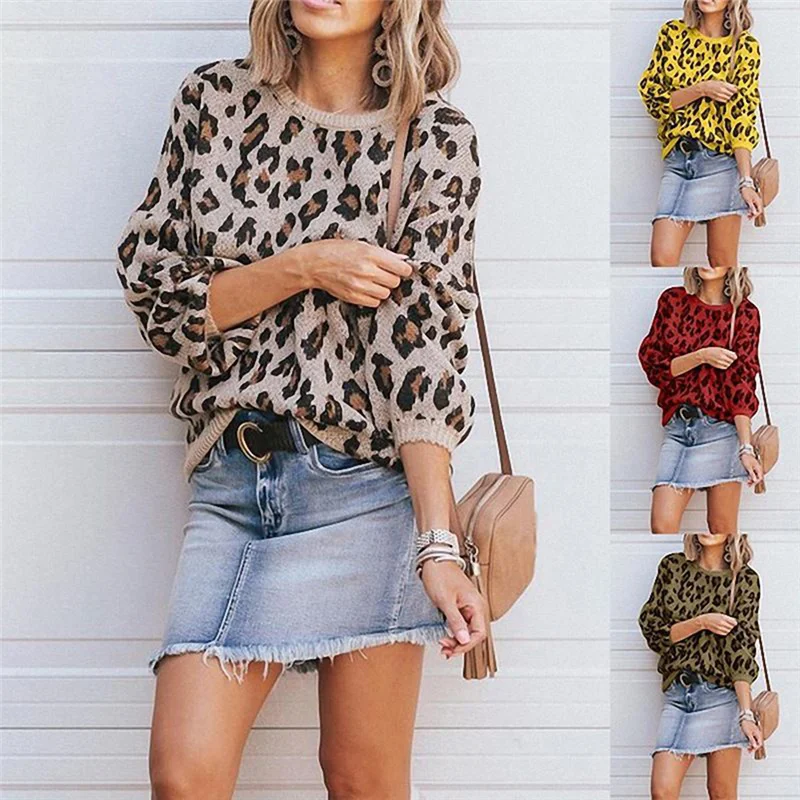Женский вязаный свитер с леопардовым принтом Сезон Зима принт животными сезон