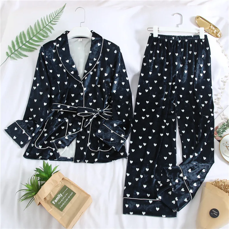 MECHCITIZ осень-зима теплый пижамный комплект Для женщин детский Золотая Бархатная