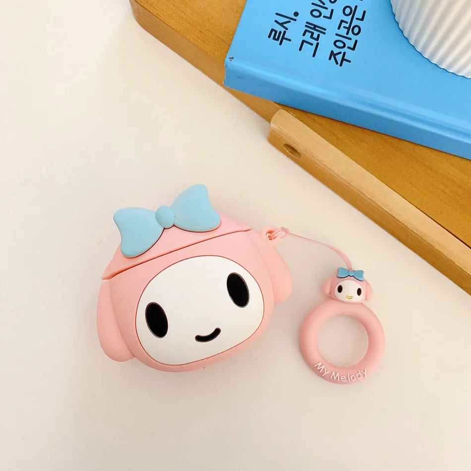 Melody A5 Для AirPods чехол милый мультфильм пудинг собака кожухи головных телефонов для Airpods 2 прекрасный Purin щенок защитную крышку с палец кольцо ремень - Цвет: Melody A5
